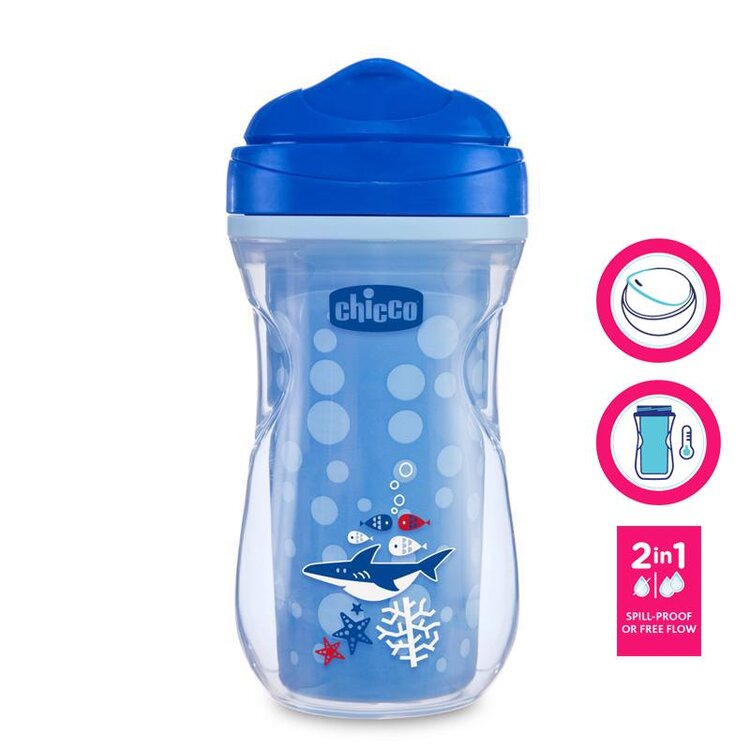 CHICCO Hrneček Active termo s tvrdým pítkem 266 ml modrý