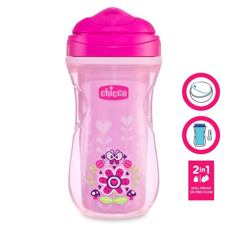 CHICCO Hrneček Active termo s tvrdým pítkem 266 ml růžový