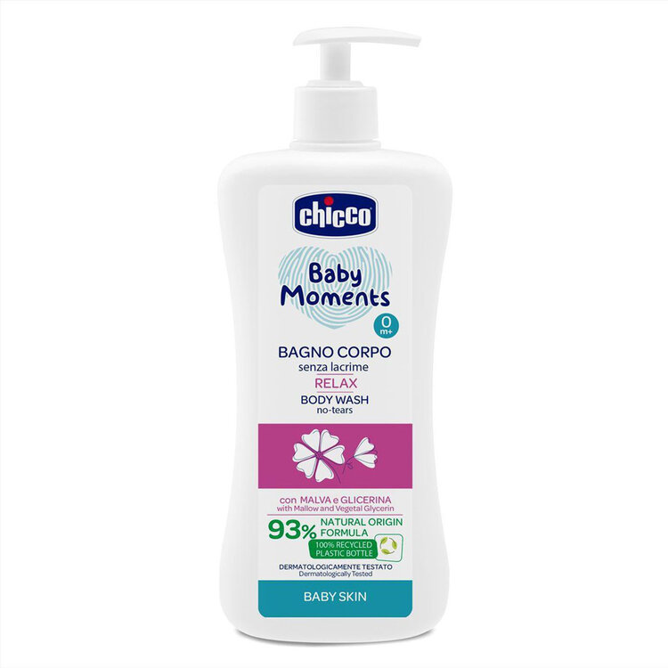 CHICCO Šampon na tělo s dávkovačem Baby Moments Relax 93% přírodních složek 500 ml