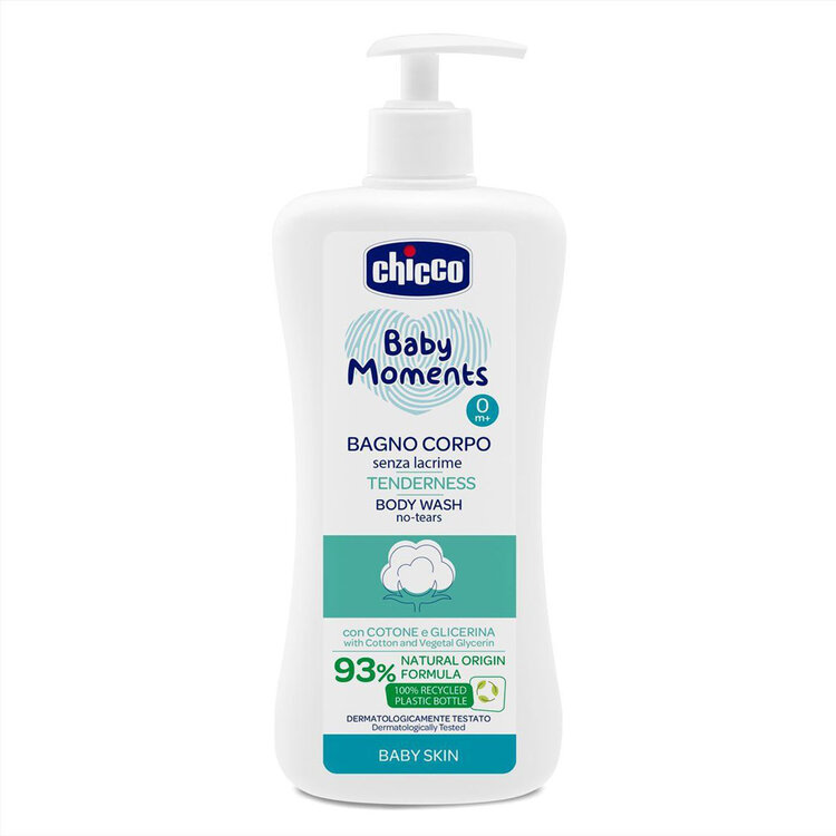 CHICCO Šampon na tělo s dávkovačem Baby Moments Tenderness 93% přírodních složek 500 ml