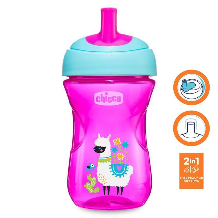 Chicco hrneček pokročilý s brčkem 266 ml růžová lama