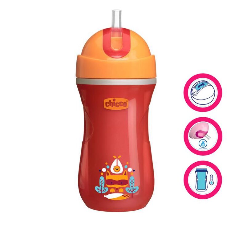 Chicco hrneček sport termo s brčkem 266 ml červený