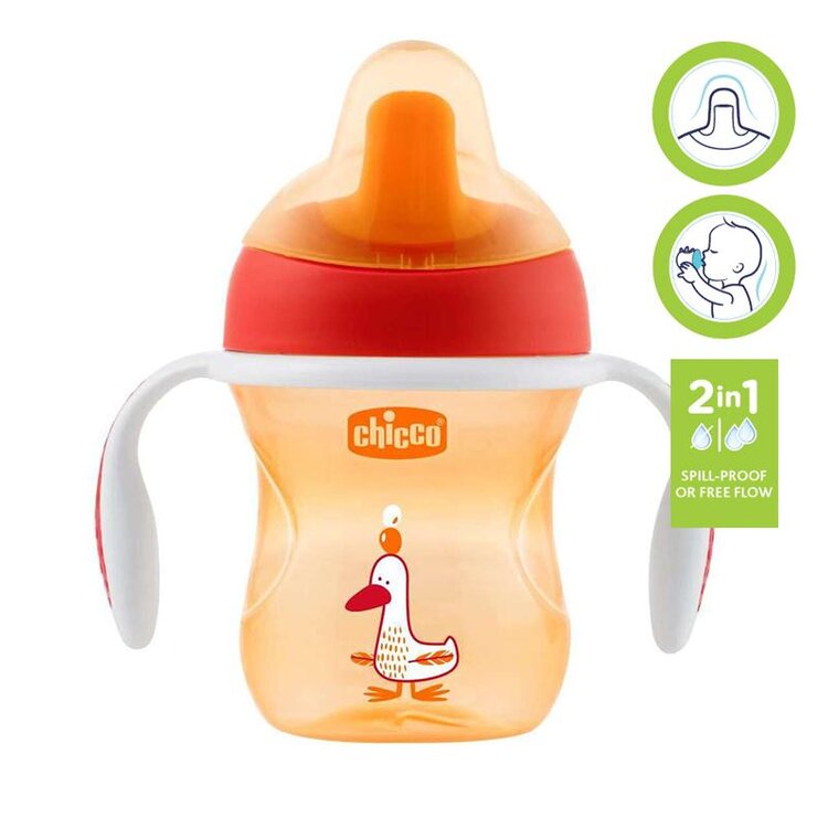 Chicco hrneček training s držadly 200 ml červený