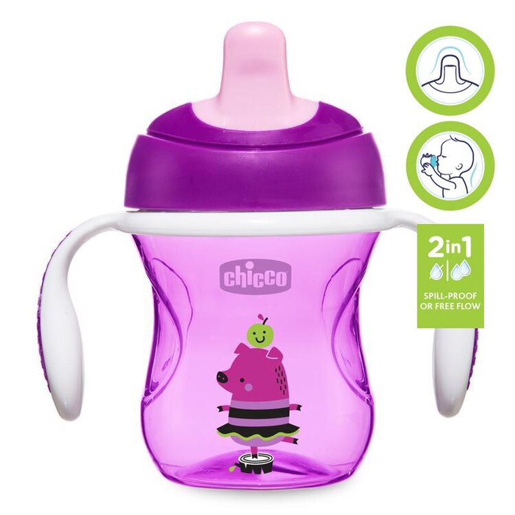 Chicco hrníček Training s držadly 200 ml fialový