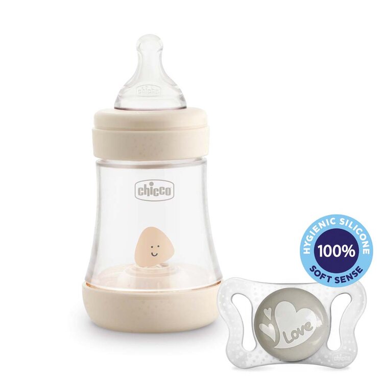 Chicco láhev kojenecká Perfect 5 silikon 150 ml neutral + vzorek Šidítko Physio Micro V003156