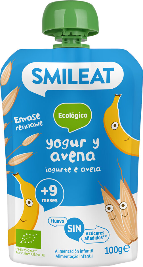 EXP: 19.03.2023 SMILEAT Organic Jogurtová kapsička s ovesnými vločkami 100 g