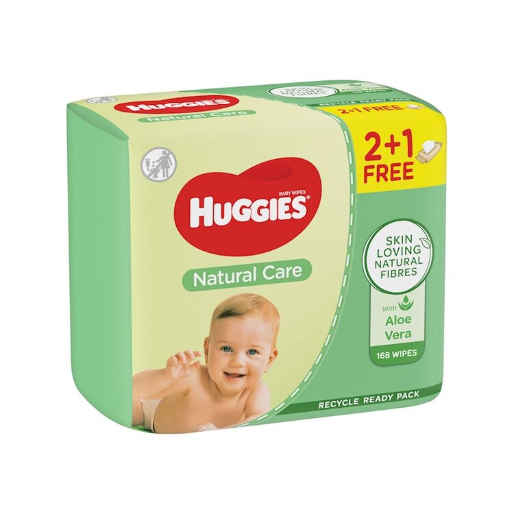 HUGGIES Vlhčené ubrousky Natural Triplo 56x3 ks