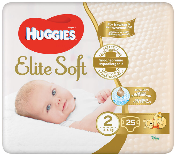 Huggies Elite Soft 2 pro děti 4-6 kg 25 ks