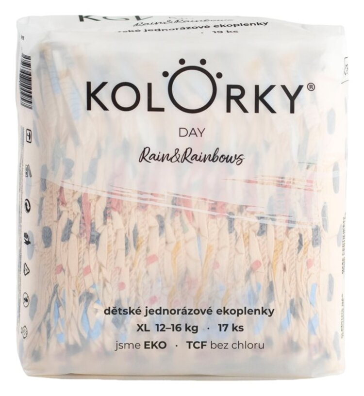 Kolorky Day Hearts EKO XL 12-16 Kg 17 ks