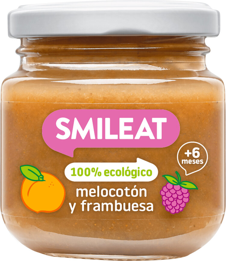 SMILEAT Organic příkrm Broskev a malina 130 g
