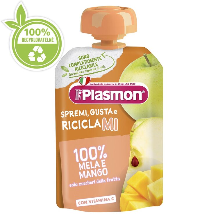 EXP: 21.3.2023 PLASMON Kapsička bezlepková ovocná jablko a mango 100 g