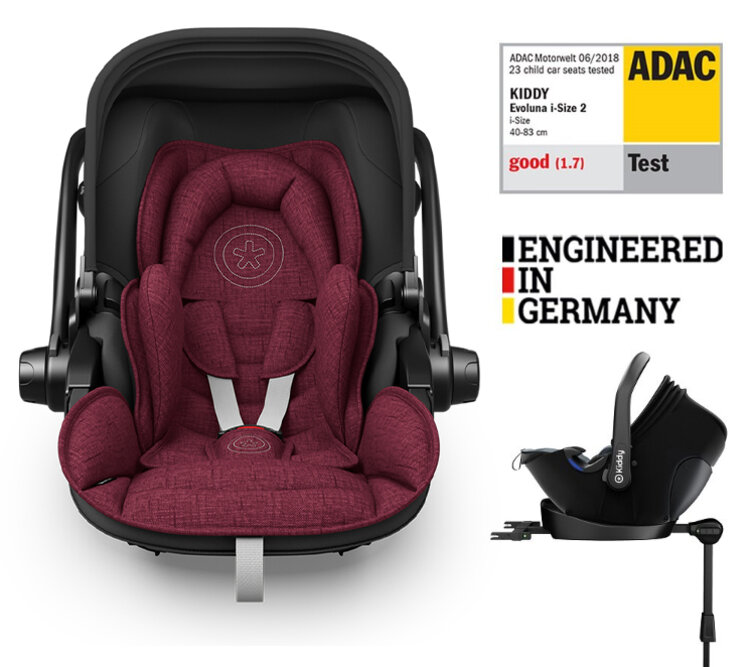 KIDDY Autosedačka Evoluna i-size 2 + Isofix základna 40-83 cm Beet red melange icy grey