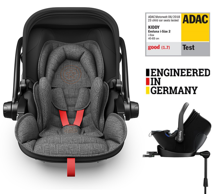 KIDDY Autosedačka Evoluna i-size 2 + Isofix základna 40-83cm Grey Mel.-Hot Red BZP