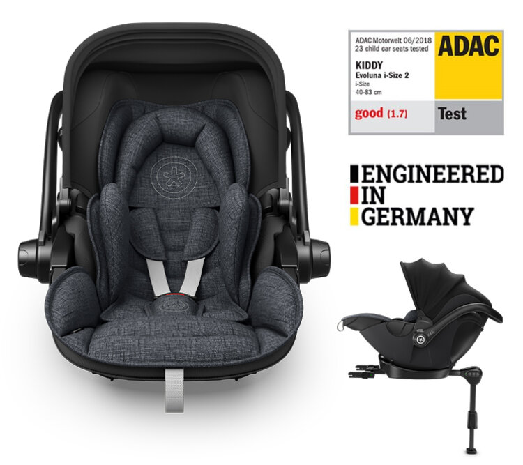 KIDDY Autosedačka Evoluna i-size 2 + Isofix základna 40-83cm Iron Grey Melange BZP