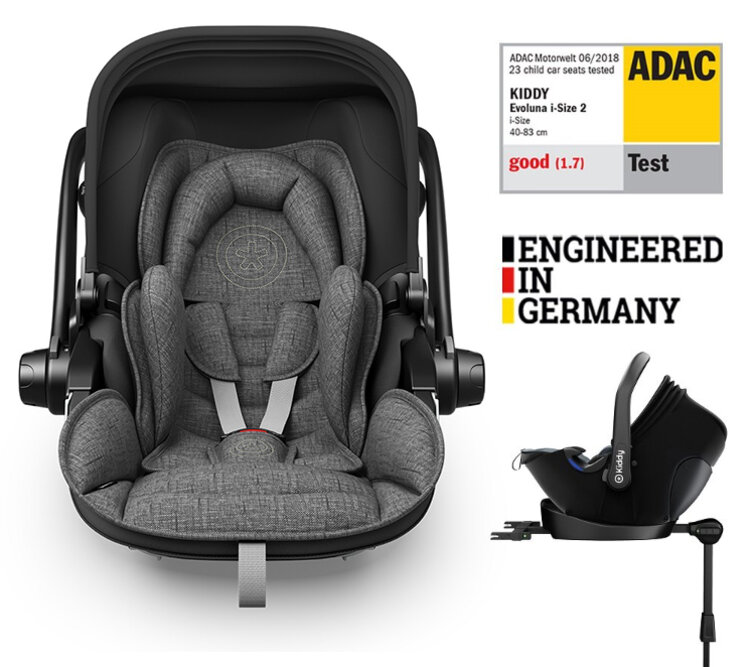 KIDDY Autosedačka Evoluna i-size 2 + Isofix základna 40-83 cm Grey Melange Icy Grey BZP