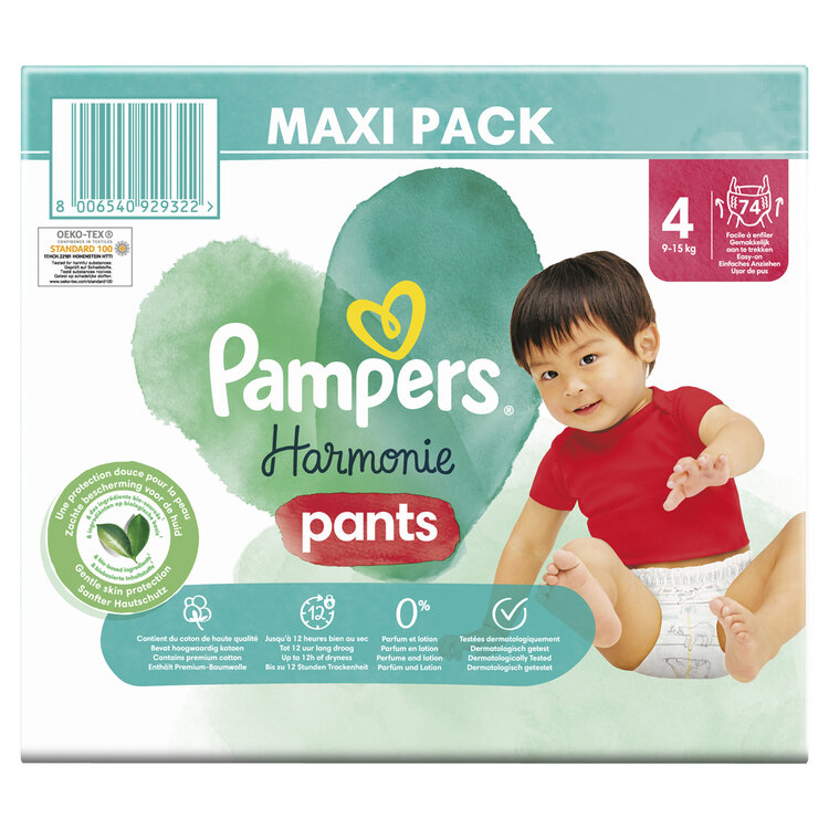 PAMPERS Kalhotky plenkové Harmonie Pants vel. 4 (74 ks) 9-15 kg