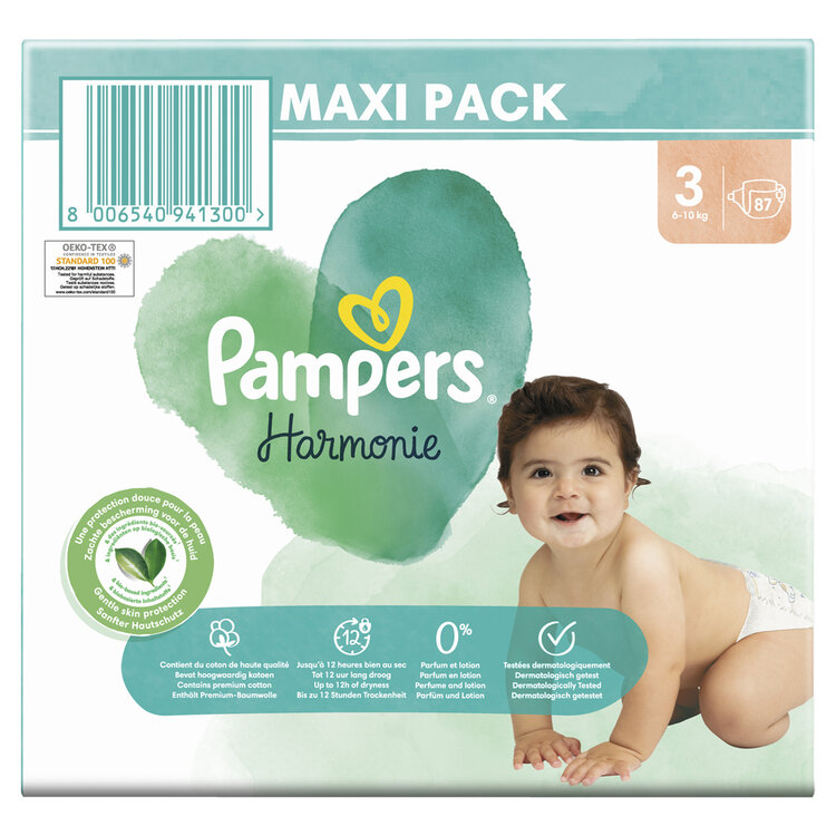 PAMPERS Plenky jednorázové Harmonie vel. 3 (87 ks) 6-10 kg