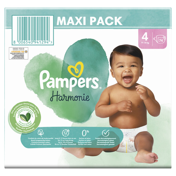 PAMPERS Plenky jednorázové Harmonie vel. 4 (74 ks) 9-14 kg