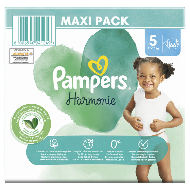 PAMPERS Plenky jednorázové Harmonie vel. 5 (66 ks) 11-16 kg