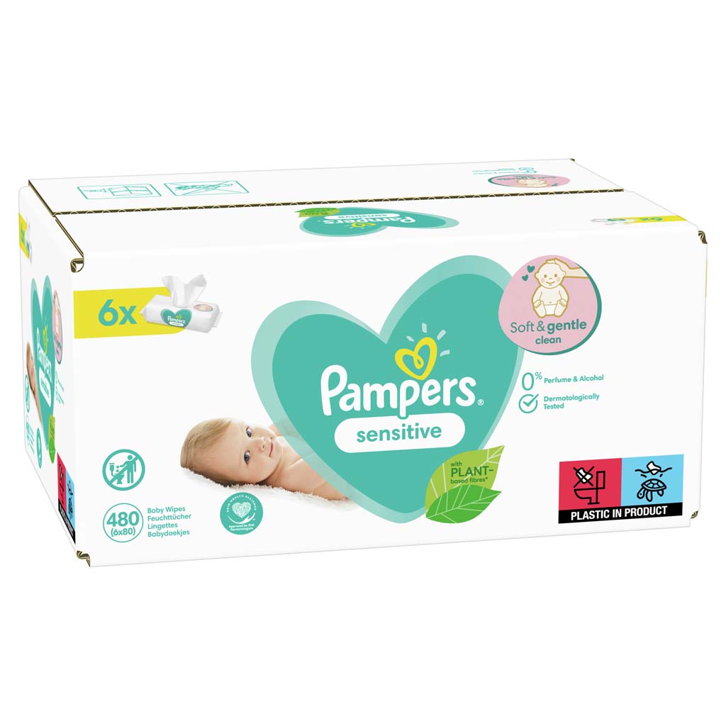 PAMPERS Sensitive XXL Vlhčené ubrousky 6x80 ks