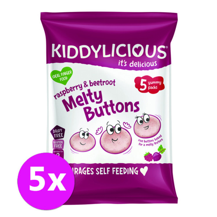 5x KIDDYLICIOUS Knoflíčky ovocno-zeleninové Malina s řepou 6 g