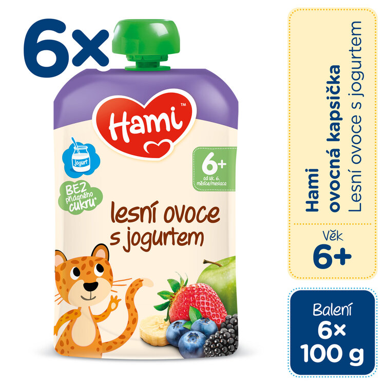 6x HAMI Kapsička ovocná Lesní ovoce s jogurtem 100 g