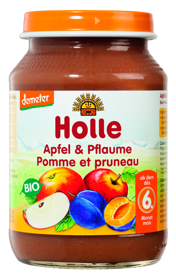6x HOLLE Bio Jablko a švestka - ovocný příkrm