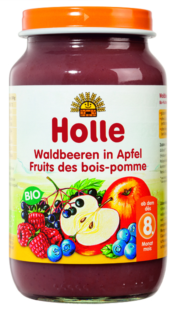 6x HOLLE Bio Lesní plody v jablku - ovocný příkrm