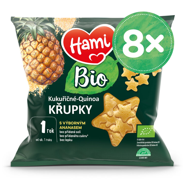 8x HAMI BIO Křupky kukuřičné-quinoa s výborným ananasem 20 g