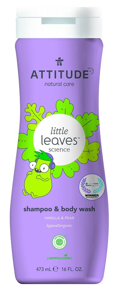 ATTITUDE Dětské tělové mýdlo a šampon (2v1) Little leaves s vůní vanilky a hrušky 473 ml