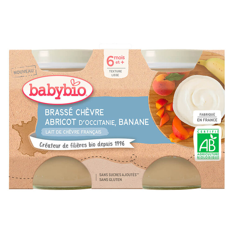 BABYBIO Brassé z kozího mléka meruňka banán 2x 130 g