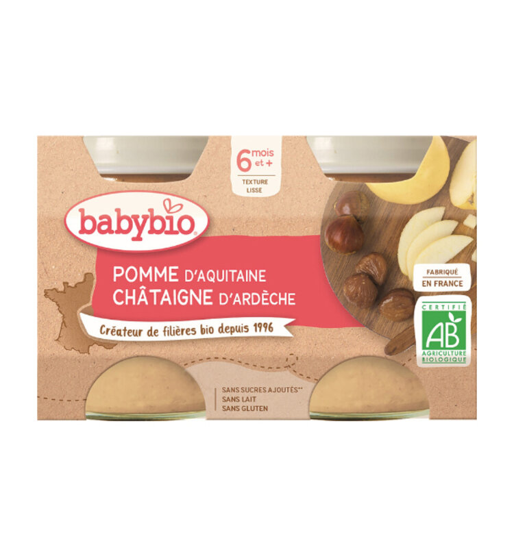 BABYBIO Jablko s kaštanovým pyré 2x 130 g