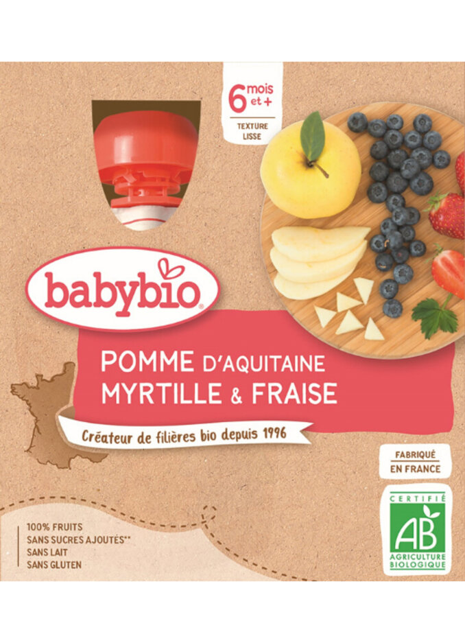 BABYBIO Kapsička jablko borůvky jahody 4x 90 g