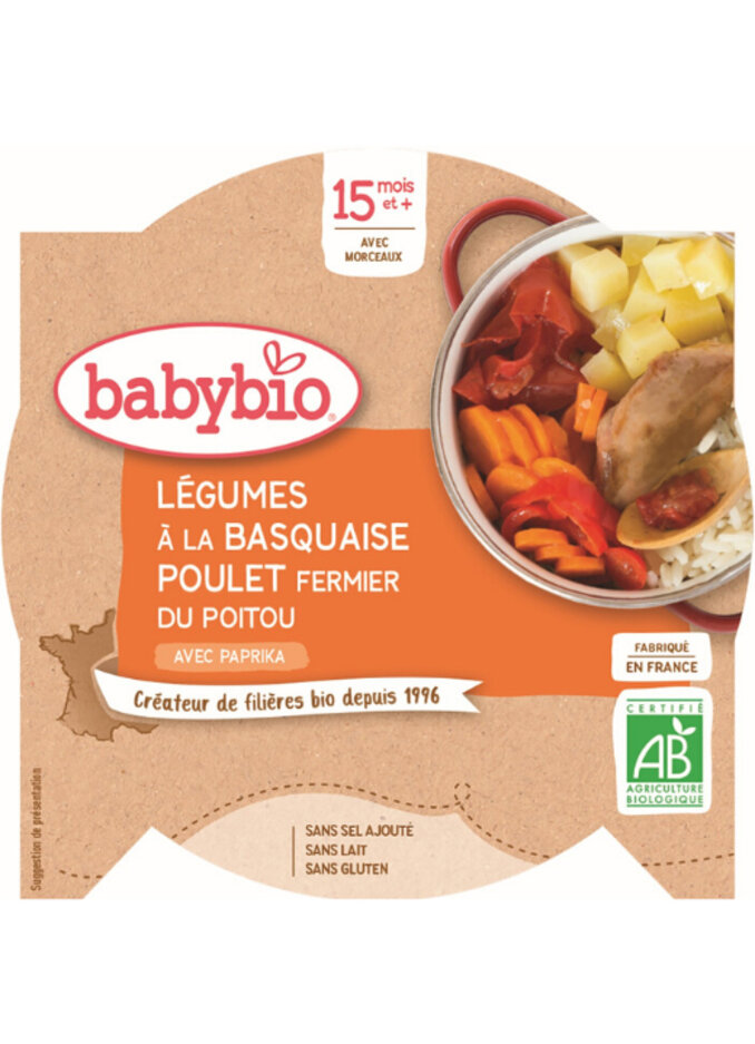 BABYBIO Menu zelenina s kuřecím masem a rýží 260 g