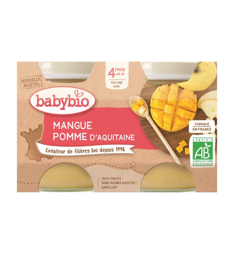 BABYBIO Příkrm jablko mango 2x 130 g