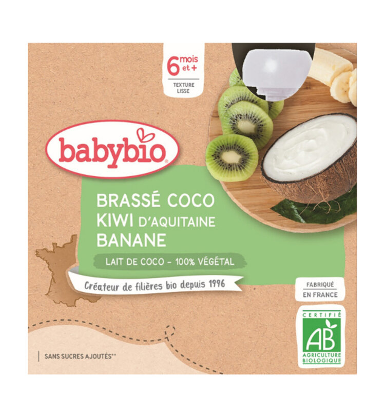 BABYBIO Svačinka s kokosovým mlékem - kiwi a banán 4x 85 g