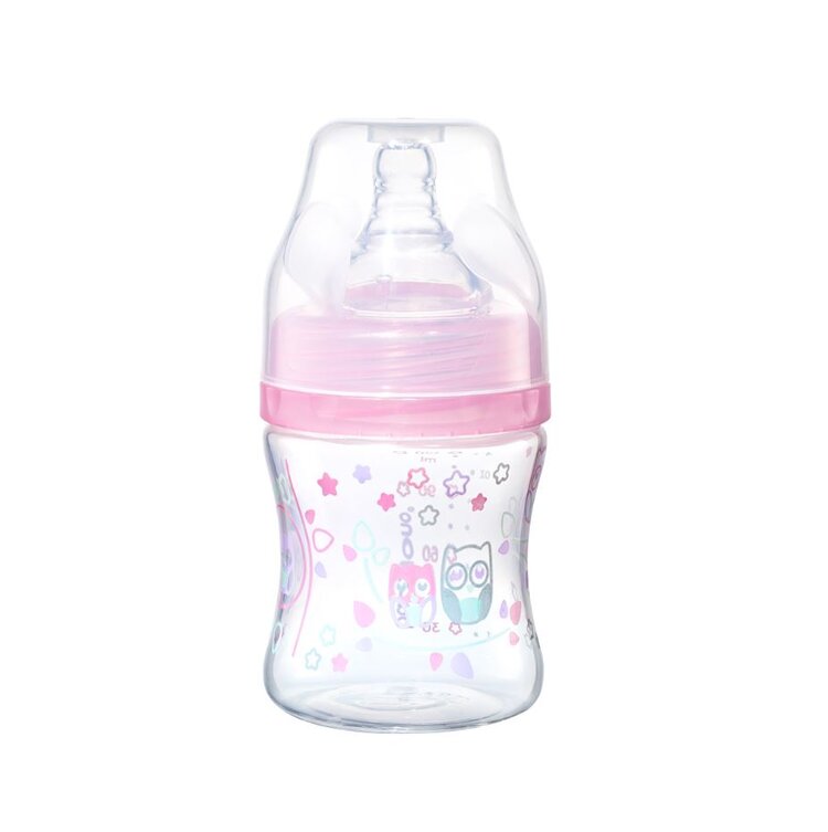 BABYONO Láhev antikoliková Klasik růžová 120 ml 0m+