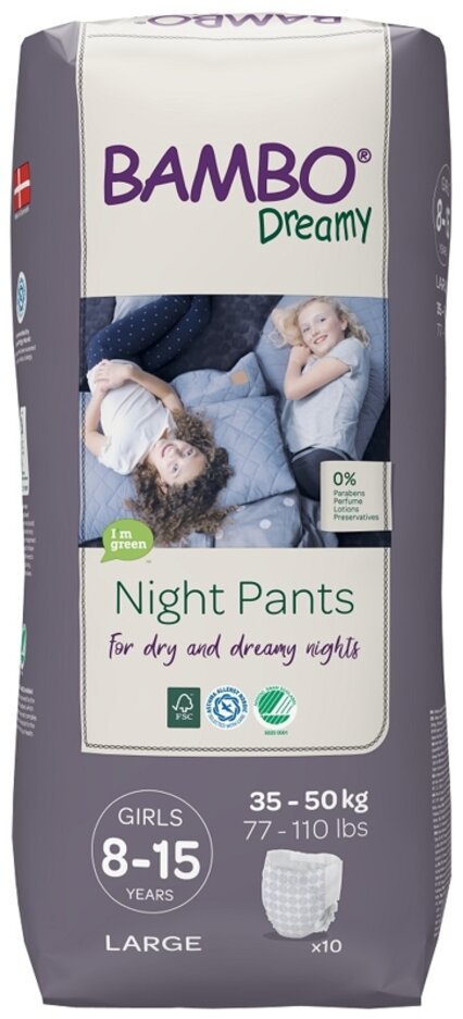 BAMBO Dreamy Night Pants Kalhotky plenkové jednorázové Girls 8-15 let (35-50 kg) 10 ks