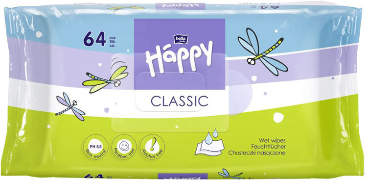 BELLA HAPPY BABY Classic 64 ks - vlhčené ubrousky