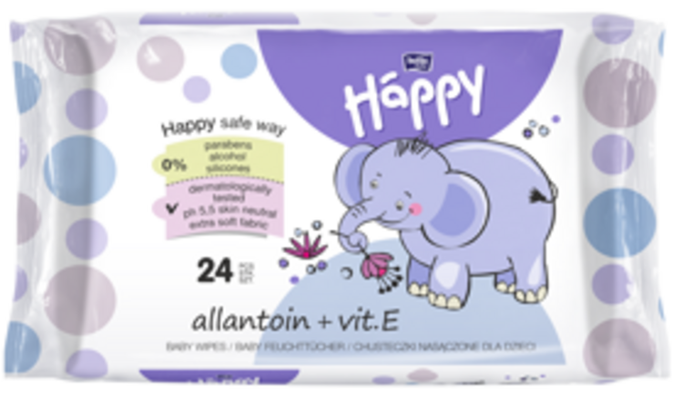 BELLA HAPPY BABY Vlhčené ubrousky s vitamínem E 24 ks