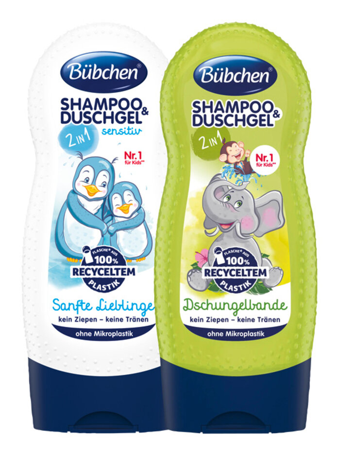 BÜBCHEN Set 2v1 Sensitiv Jemný miláček 230 ml+ 2v1 Partička z džungle 230 ml