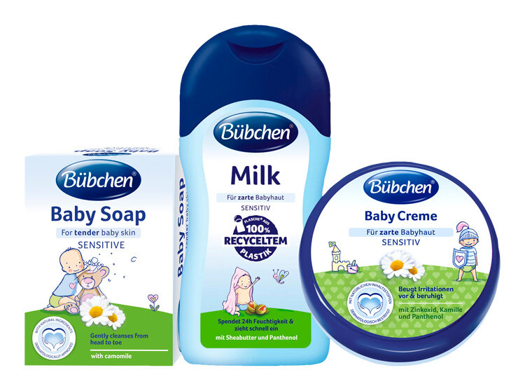 BÜBCHEN Set péče o pokožku Baby krém 150 ml+ Baby mléko 200 ml+ Baby mýdlo 125 g