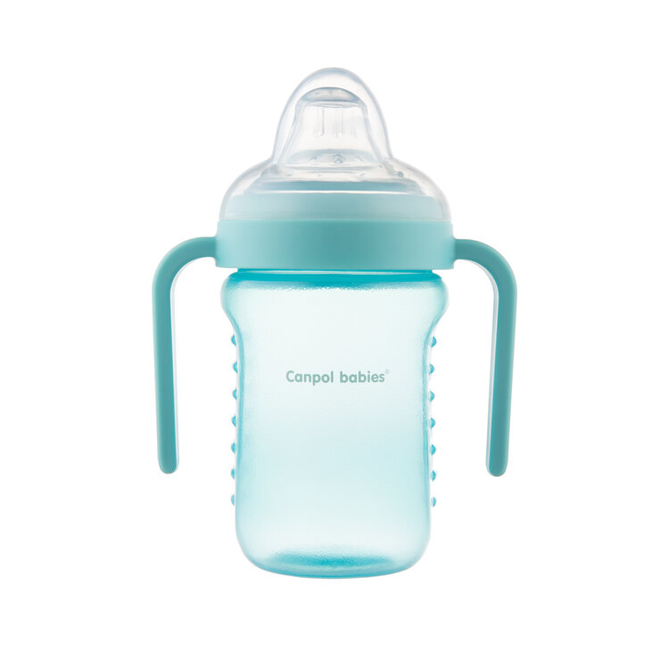 CANPOL BABIES Hrneček nevylévací se silikonovým pítkem 220 ml modrý