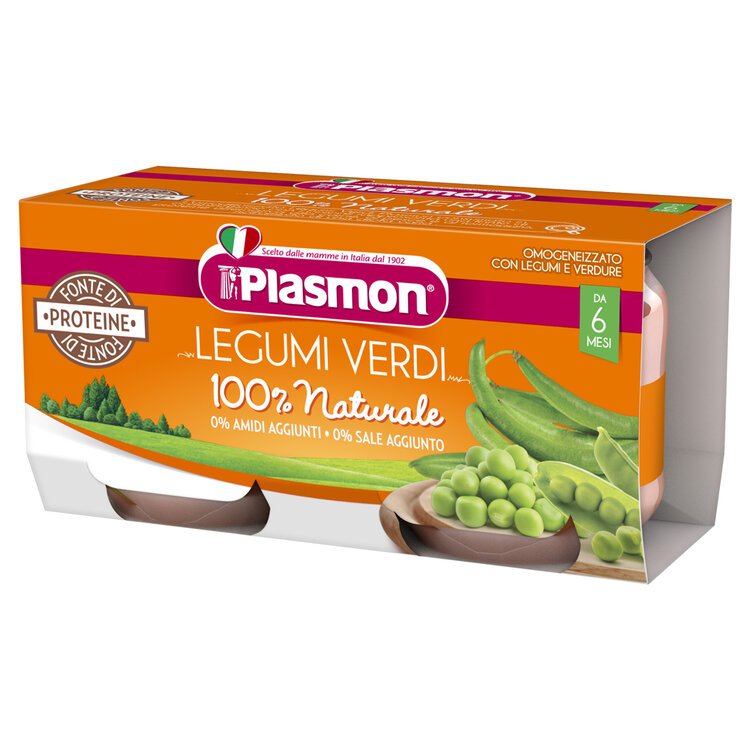EXP: 31.07.2023 PLASMON Příkrm bezlepkový zeleninový s hráškem a zelenými fazolkami 2x80g