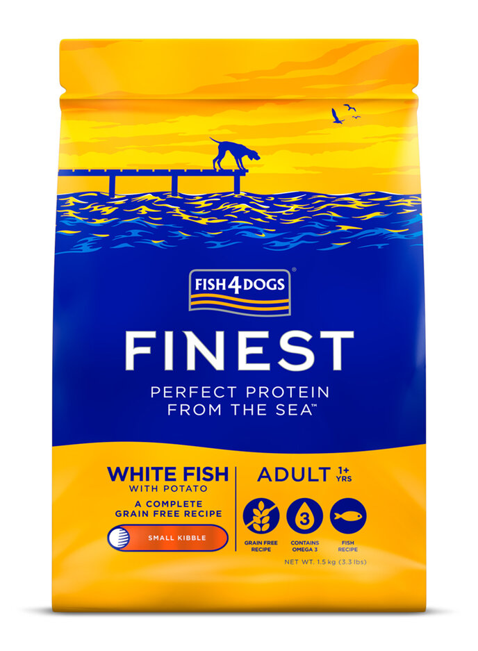 FISH4DOGS Granule malé pro dospělé psy Finest bílá ryba s bramborami 1