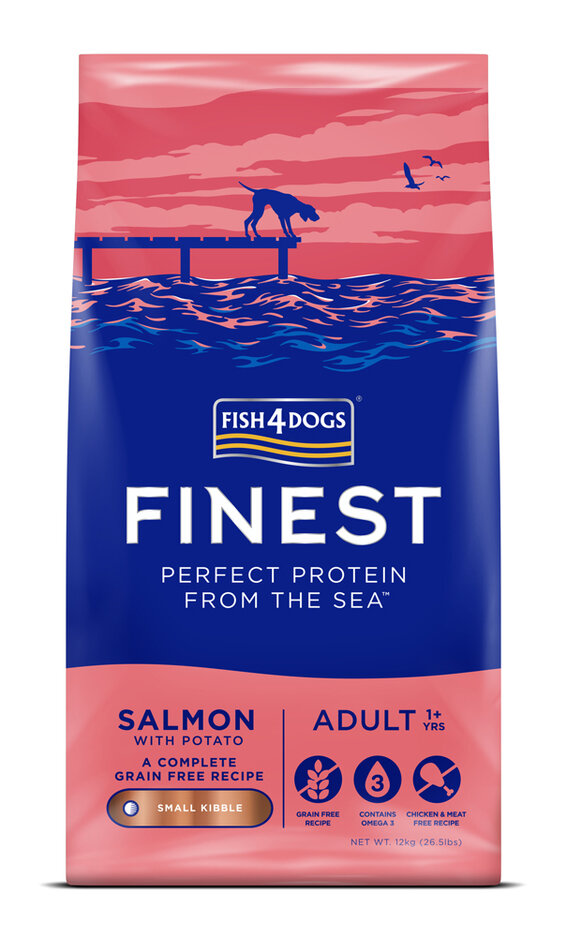 FISH4DOGS Granule malé pro dospělé psy Finest losos s bramborami 12 kg