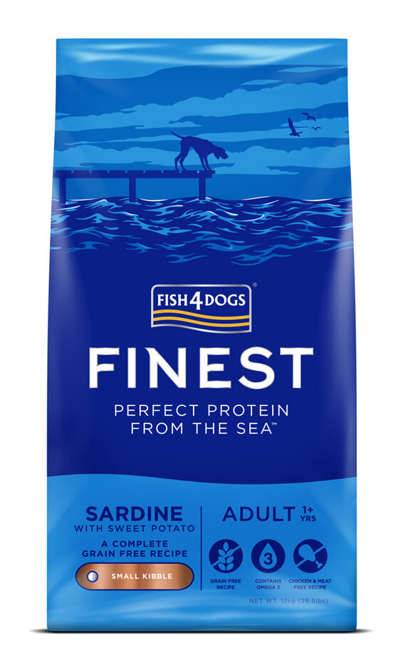 FISH4DOGS Granule malé pro dospělé psy Finest sardinka se sladkými bramborami 12 kg