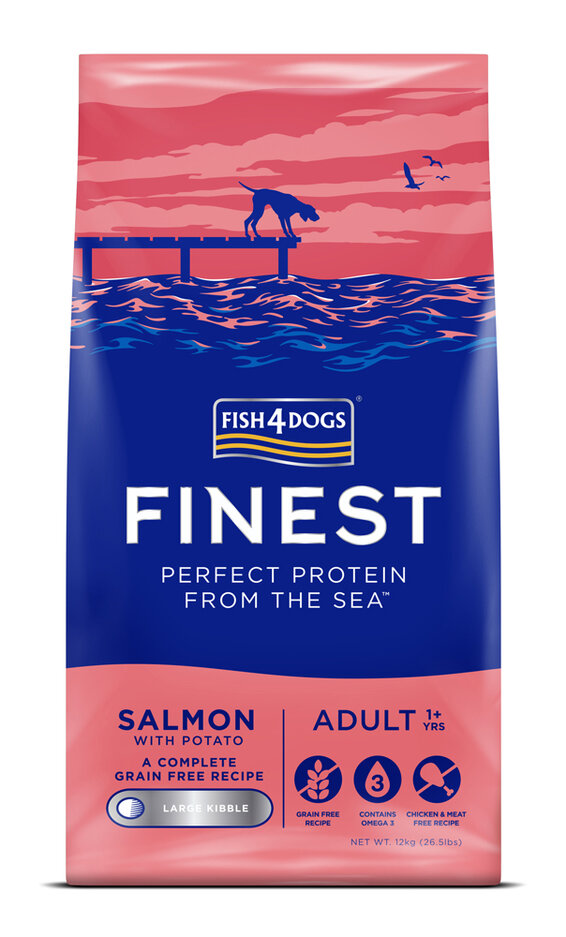 FISH4DOGS Granule velké pro dospělé psy Finest losos s bramborami 12 kg