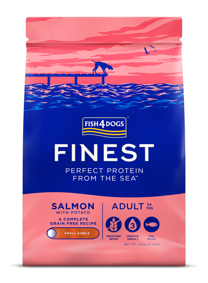 FISH4DOGS Granule velké pro dospělé psy Finest losos s bramborami 1
