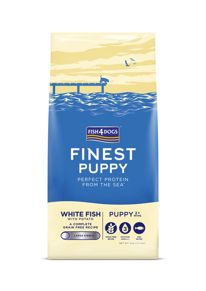 FISH4DOGS Granule velké pro štěňátka Finest bílá ryba s bramborami 6 kg